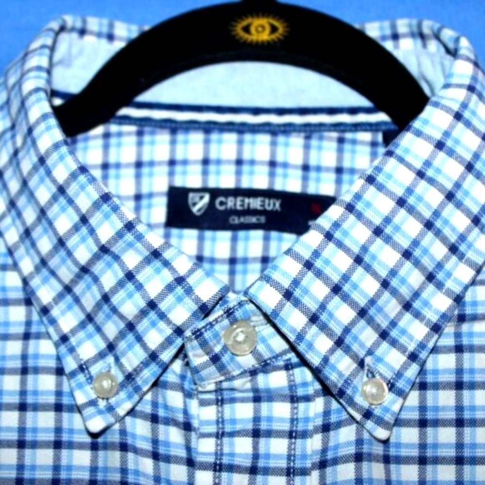 Cremieux Classics Blue White Plaid Button Down Shirt XL